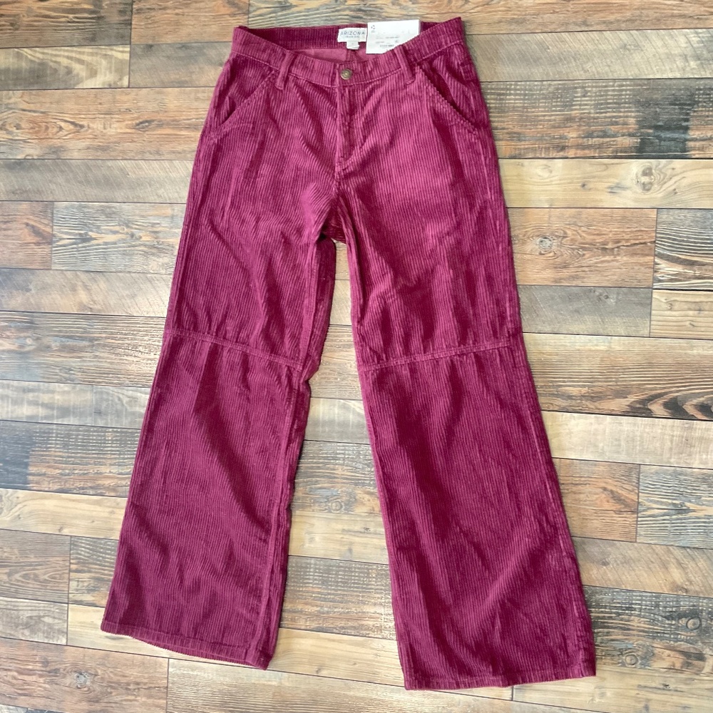 Arizona Jean Baggy Corduroy Boho Pants Juniors 7 Grape Wine NWT